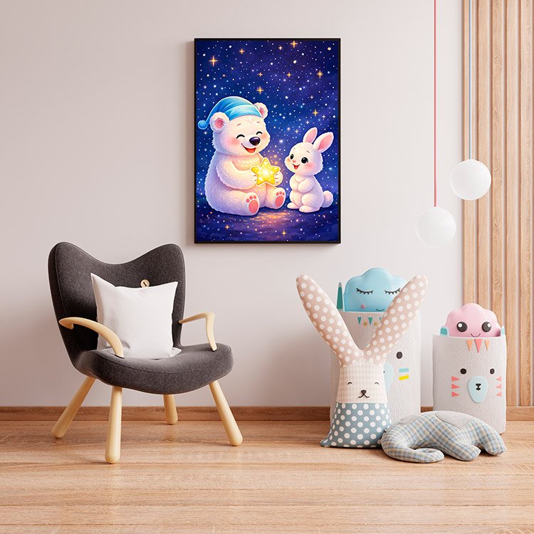 Plakat Miś Królik Gwiazdki Kompozycja 4