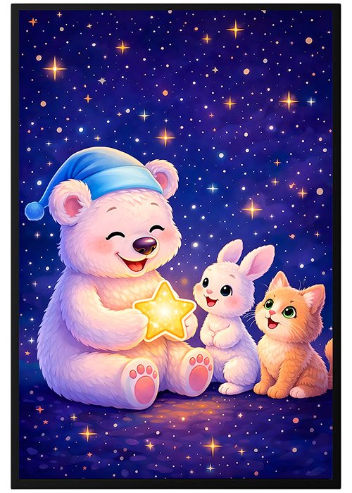 Plakat Miś Królik Gwiazdy