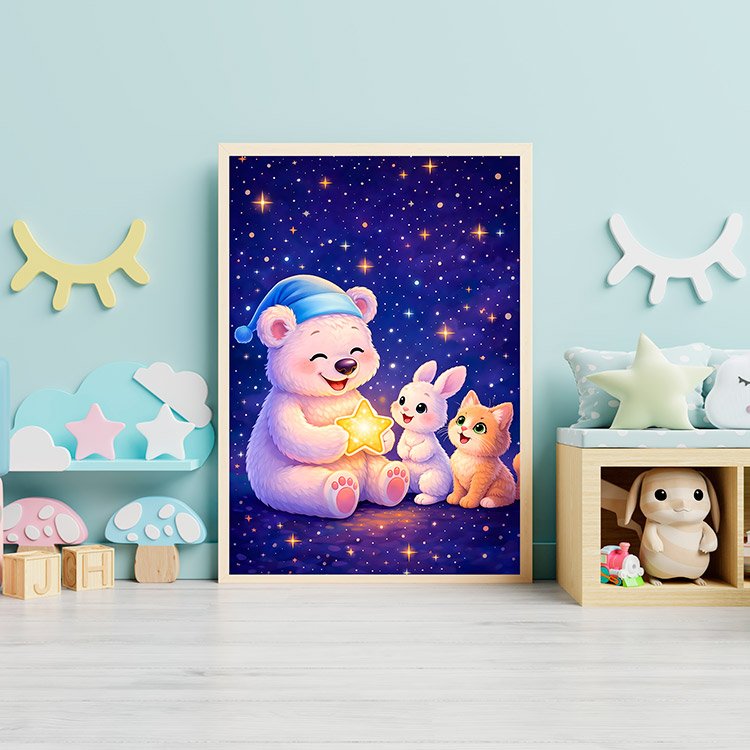 Plakat Miś Królik Gwiazdy Kompozycja 3