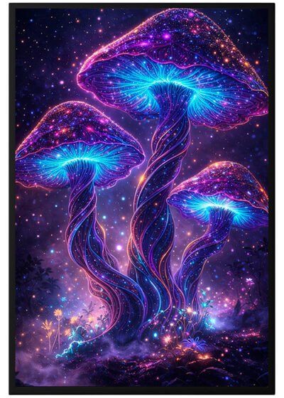 Plakat Neonowe Grzyby