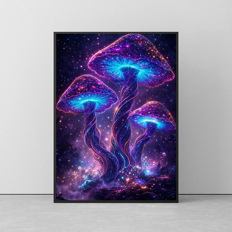 Plakat Neonowe Grzyby Kompozycja 2