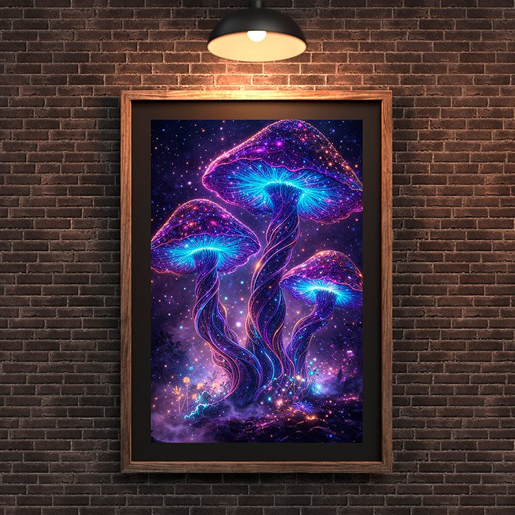 Plakat Neonowe Grzyby Kompozycja 3