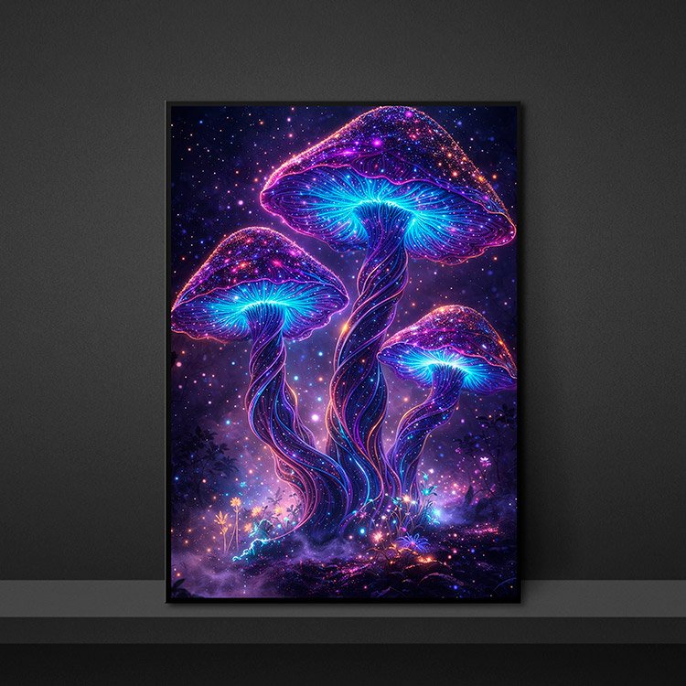 Plakat Neonowe Grzyby Kompozycja 5
