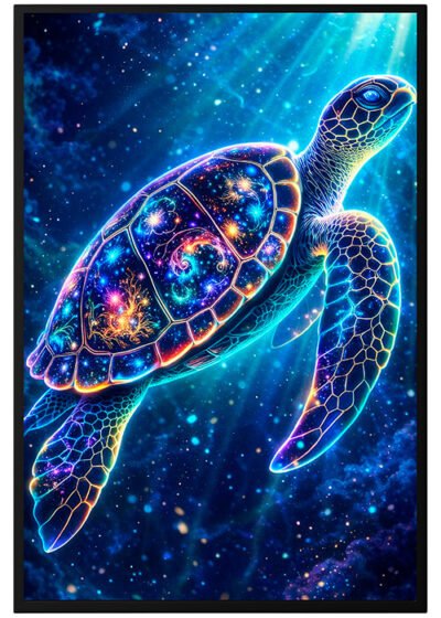 Plakat Neonowy Żółw Morski