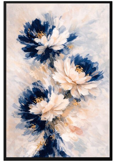 Plakat Niebiesko-Biała Peonia