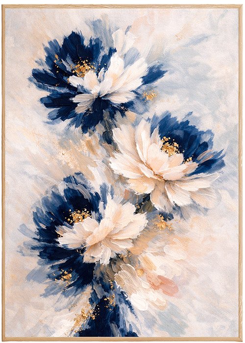 Plakat Niebiesko-Biała Peonia Kompozycja 1