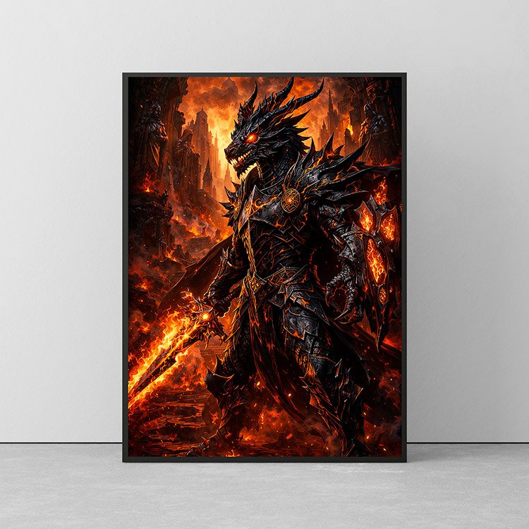 Plakat Ognisty Smoczy Wojownik Kompozycja 2
