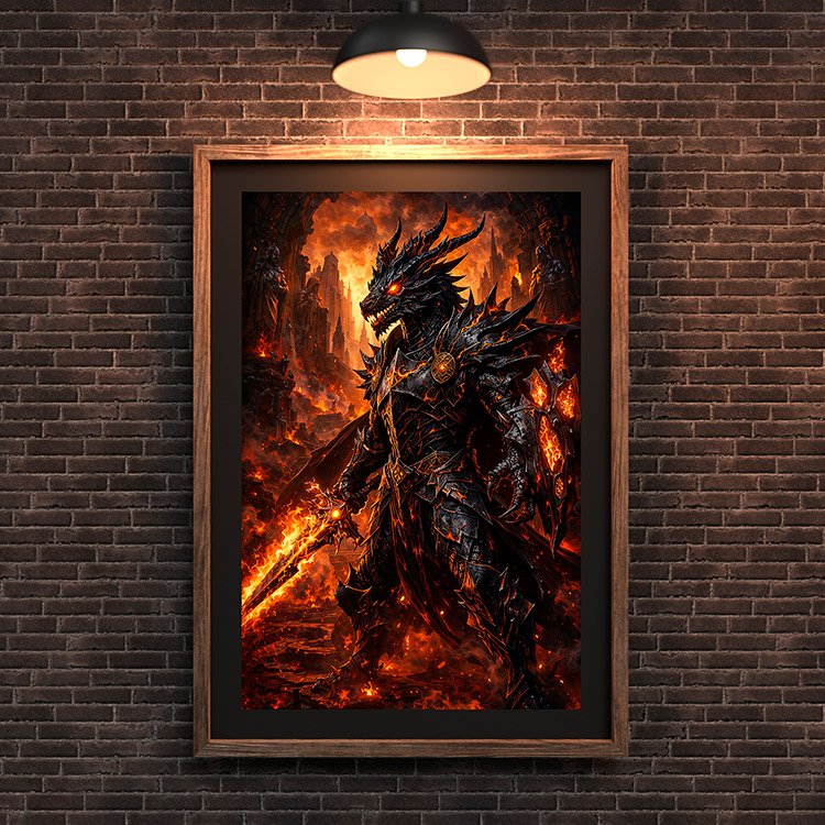 Plakat Ognisty Smoczy Wojownik Kompozycja 3