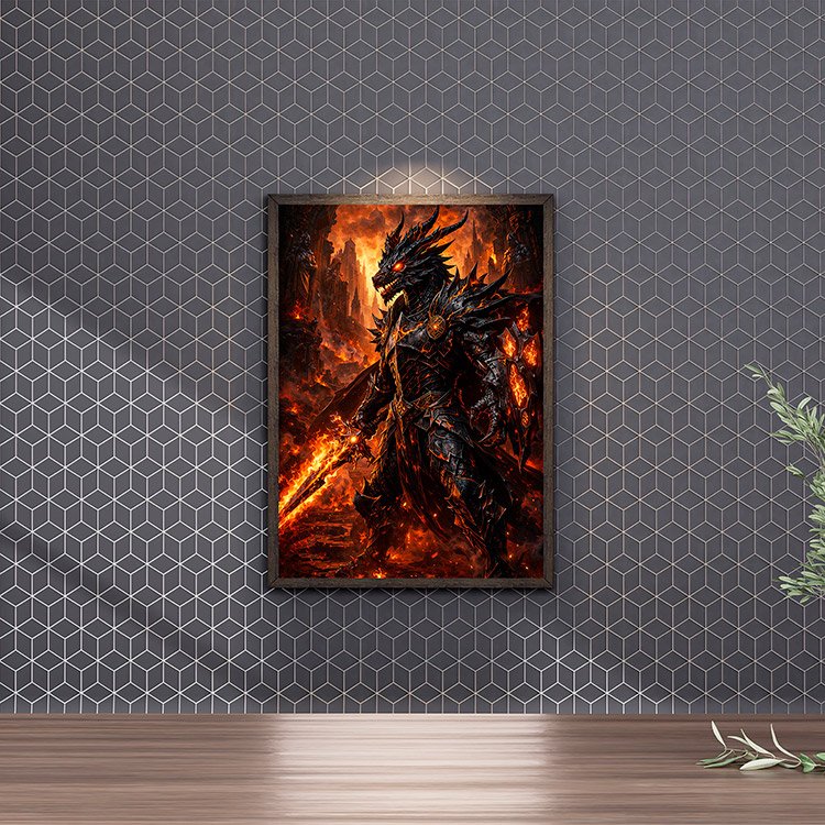 Plakat Ognisty Smoczy Wojownik Kompozycja 4
