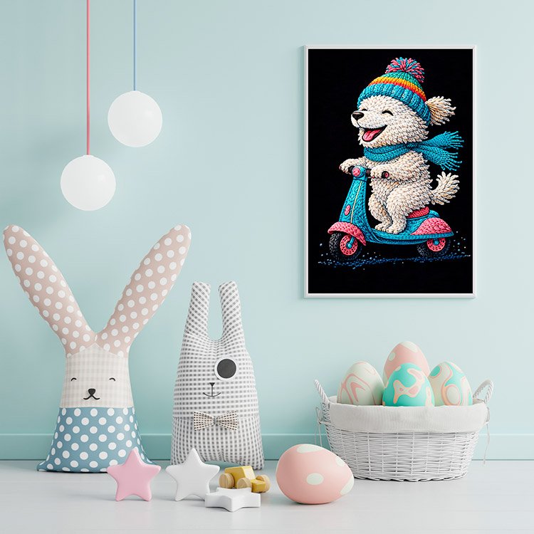 Plakat Piesek Na Hulajnodze Kompozycja 2