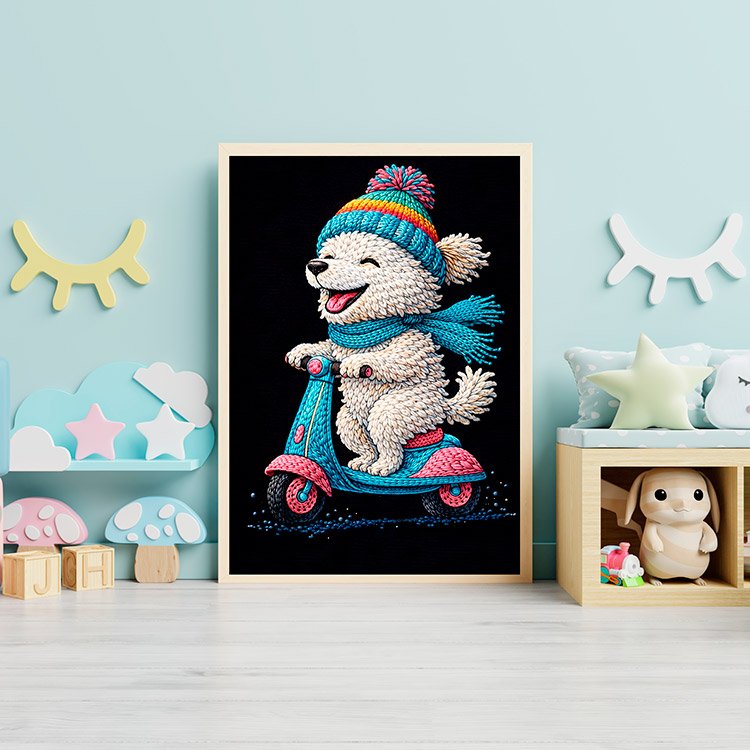 Plakat Piesek Na Hulajnodze Kompozycja 3