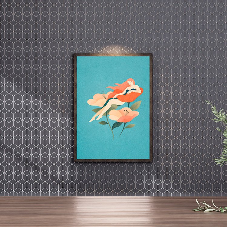Plakat Rudowlosa Na Kwiacie Kompozycja 4