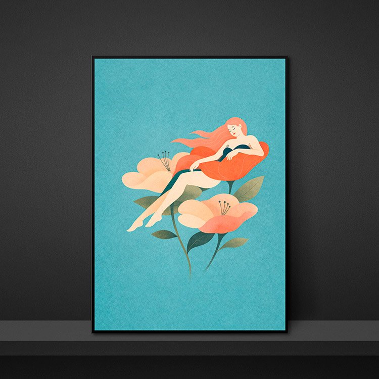 Plakat Rudowlosa Na Kwiacie Kompozycja 5