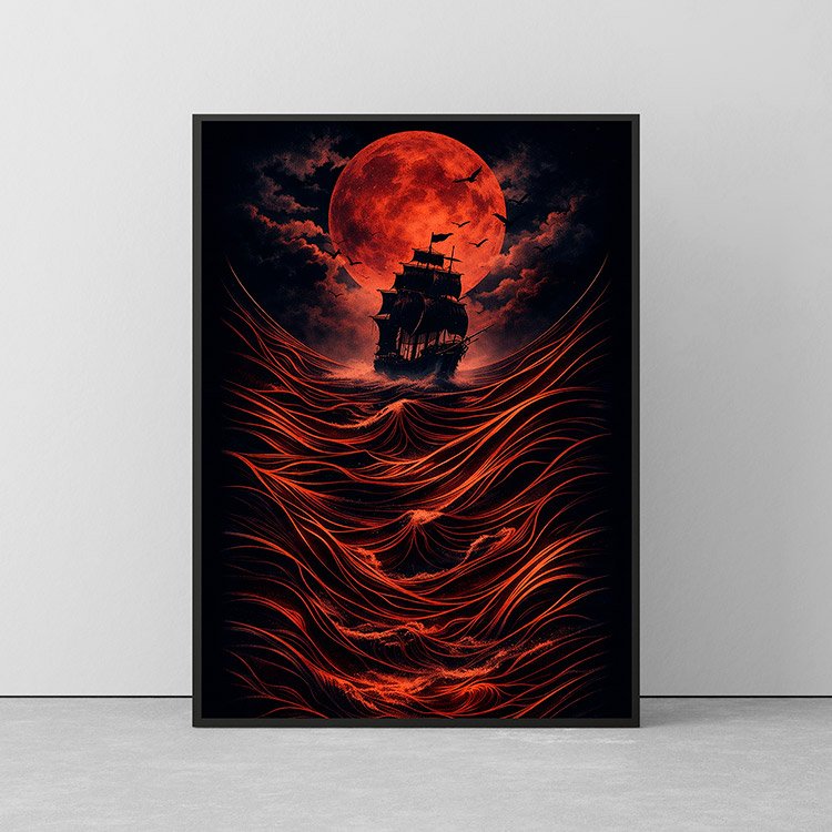 Plakat Statek Pod Księżycem Kompozycja 2
