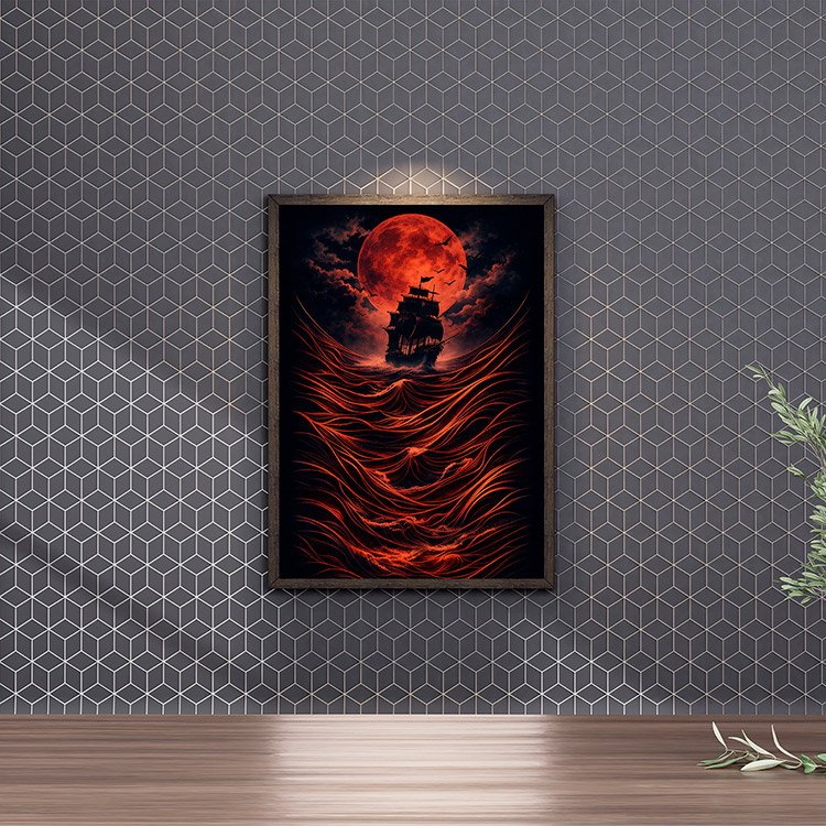 Plakat Statek Pod Księżycem Kompozycja 4