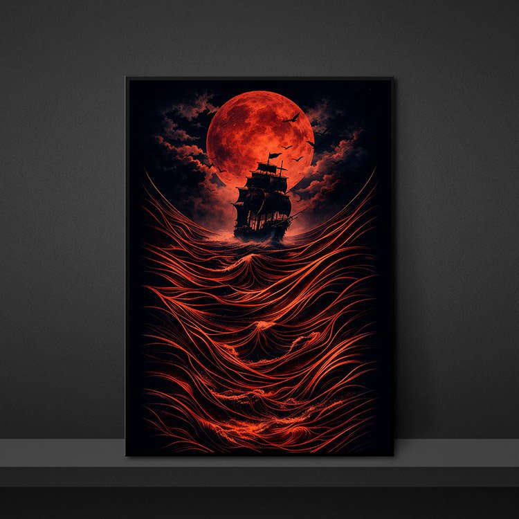 Plakat Statek Pod Księżycem Kompozycja 5