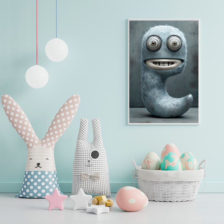 Plakat Szary Potworek Portret Kompozycja 2