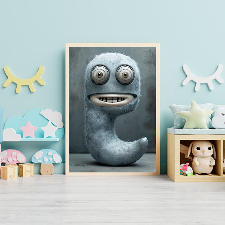 Plakat Szary Potworek Portret Kompozycja 3