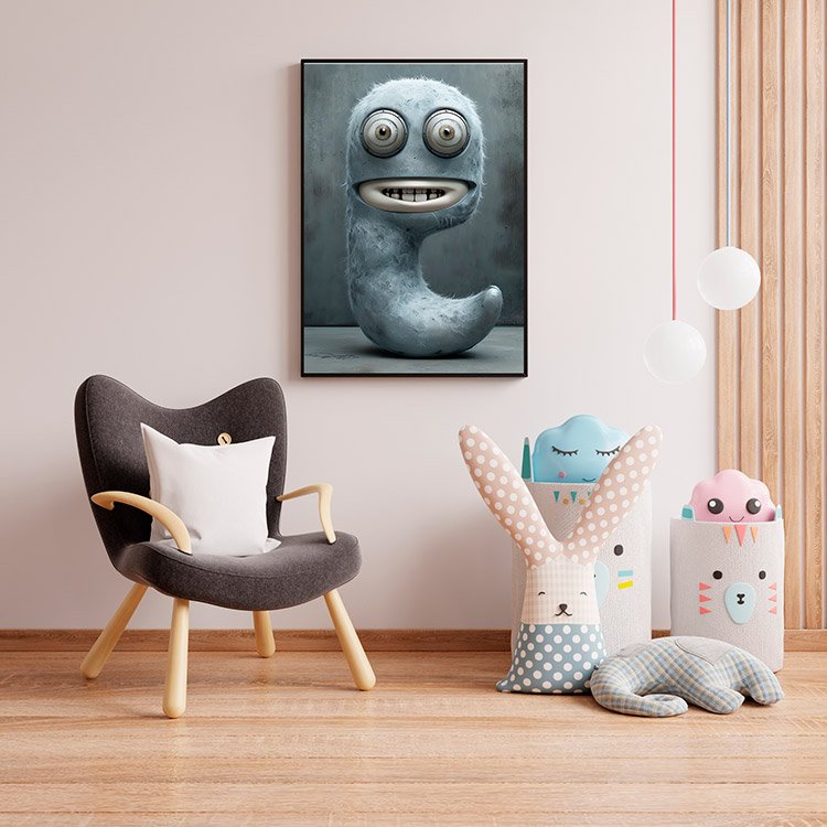 Plakat Szary Potworek Portret Kompozycja 4