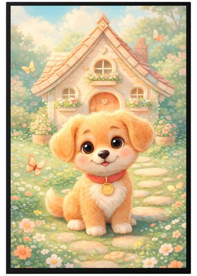 Plakat Szczeniaczek Przy Domku