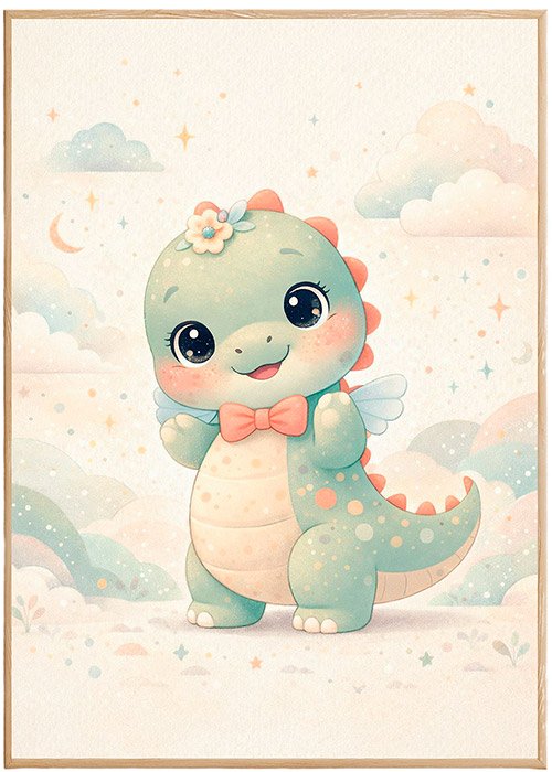 Plakat Uśmiechnięty Mały Dinozaur Kompozycja 1