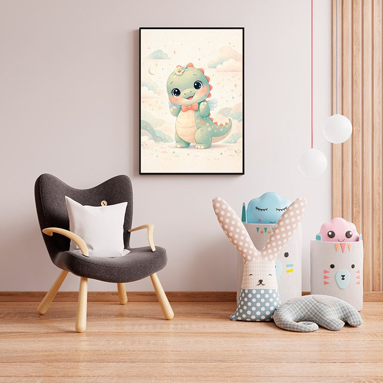 Plakat Uśmiechnięty Mały Dinozaur Kompozycja 4