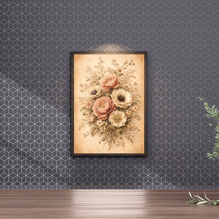 Plakat Vintage Kwiaty Rozane Kompozycja 4