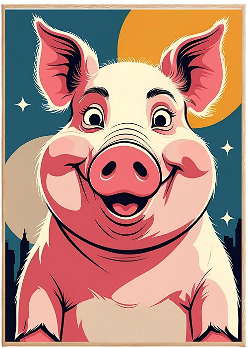 Plakat Zabawna Świnka Kompozycja 1