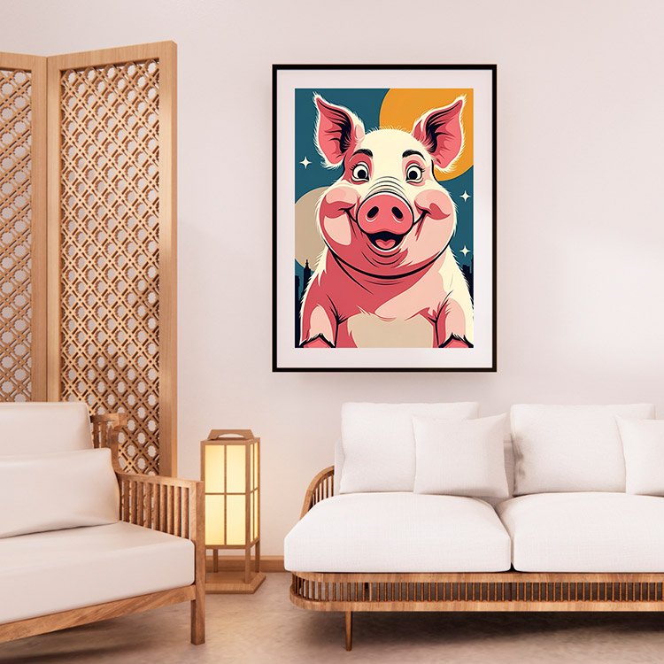 Plakat Zabawna Świnka Kompozycja 2