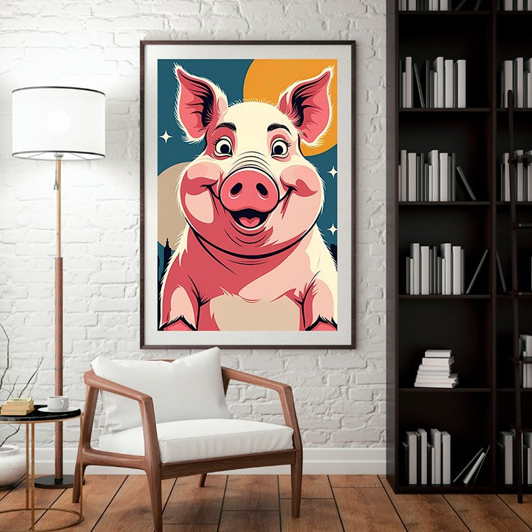 Plakat Zabawna Świnka Kompozycja 3