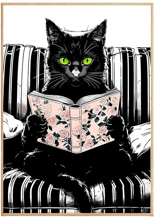 Plakat Zaczytany Kot Kompozycja 1