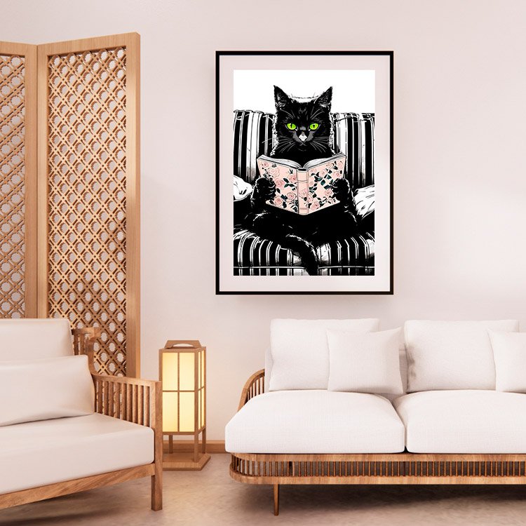 Plakat Zaczytany Kot Kompozycja 2