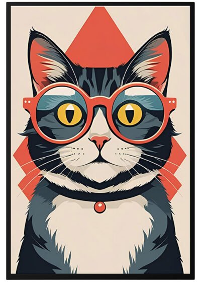 Plakat Zdziwiony Retro Kot