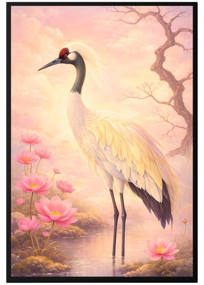 Plakat Zuraw Wsrod Kwiatow