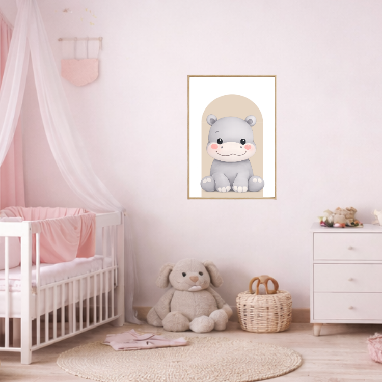Plakat Hipopotam Beżowy Kompozycja 3