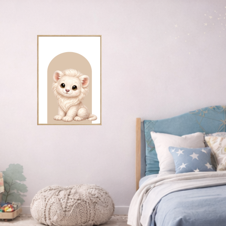 Plakat Lew Biały Beżowy Kompozycja 4