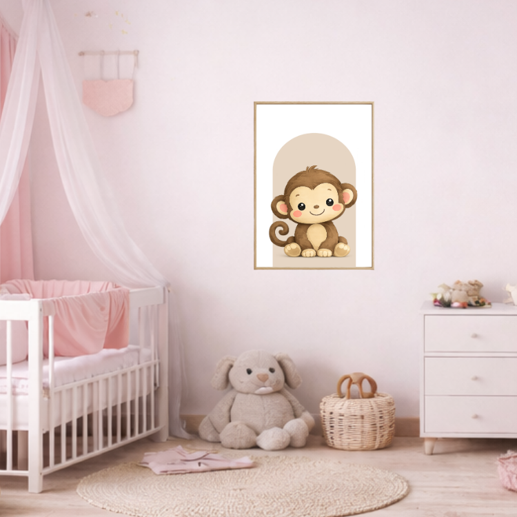 Plakat Małpka Beżowy Kompozycja 3