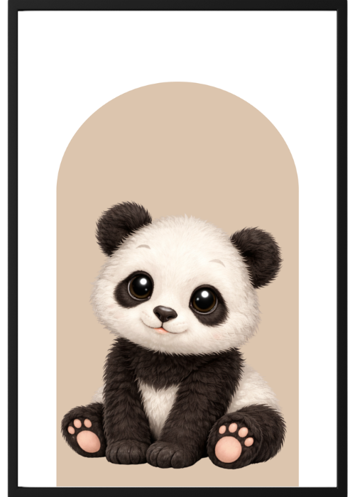 Plakat Panda Beżowy Kompozycja 1