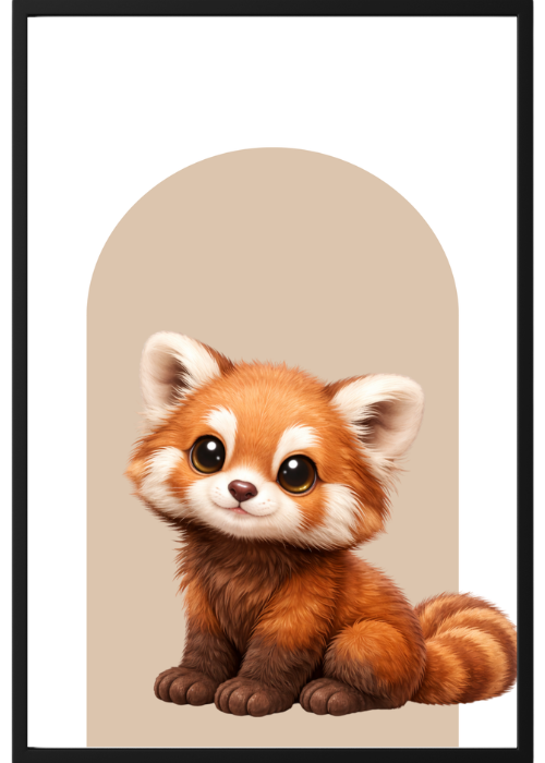 Plakat Panda Ruda Beżowy Kompozycja 1