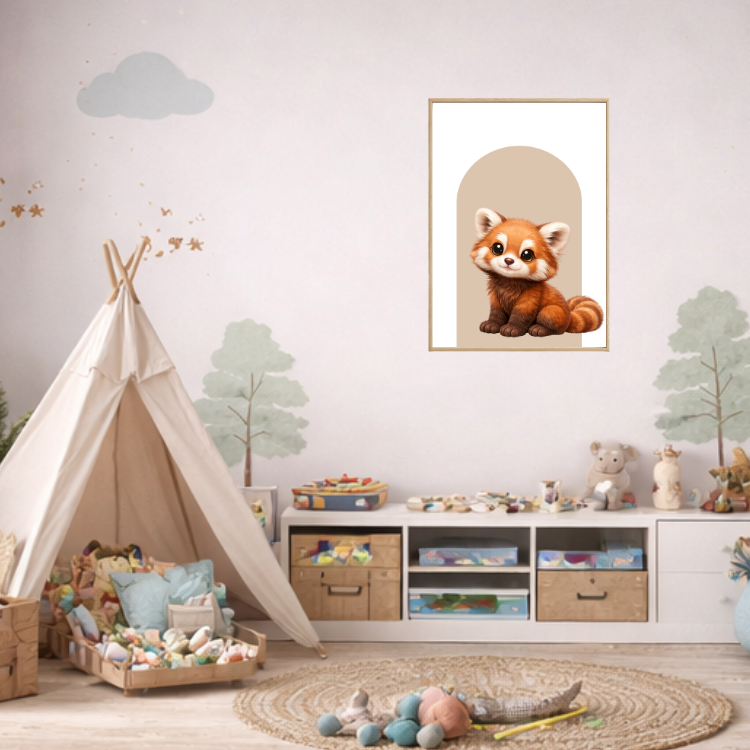 Plakat Panda Ruda Beżowy Kompozycja 2