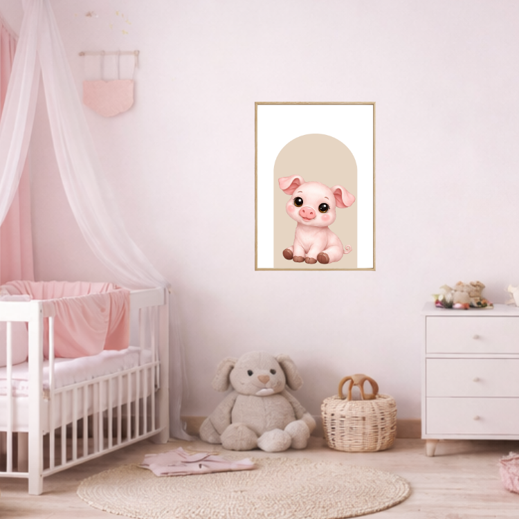 Plakat Świnka Beżowy Kompozycja 3