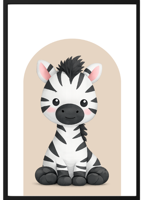 Plakat Zebra Beżowy Kompozycja 1