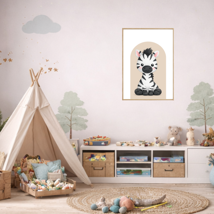 Plakat Zebra Beżowy Kompozycja 2