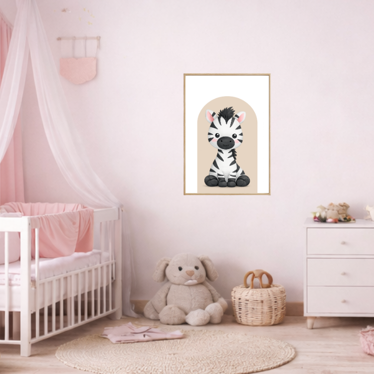 Plakat Zebra Beżowy Kompozycja 3