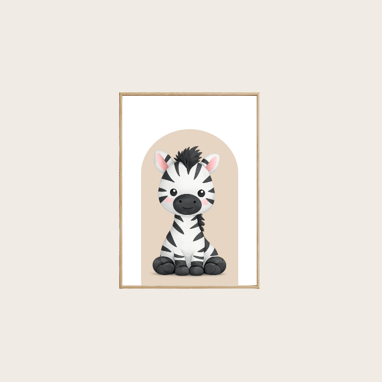 Plakat Zebra Beżowy Kompozycja 5
