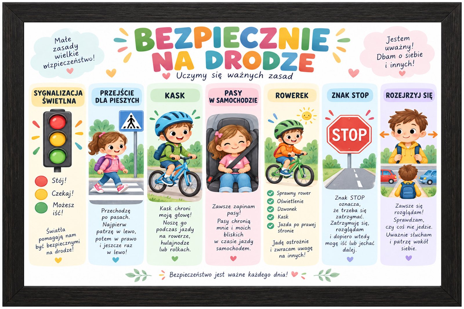 Plakat Edukacyjny Bezpiecznie Na Drodze Kompozycja 1
