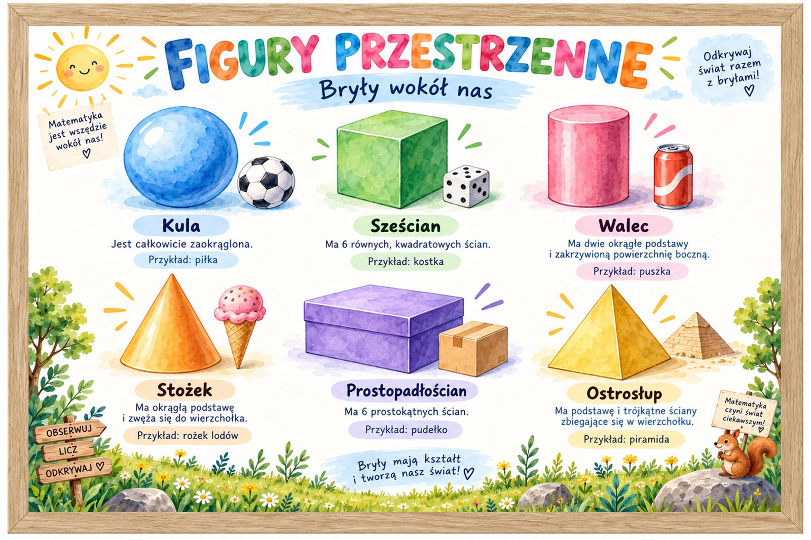 Plakat Edukacyjny Figury Przestrzenne