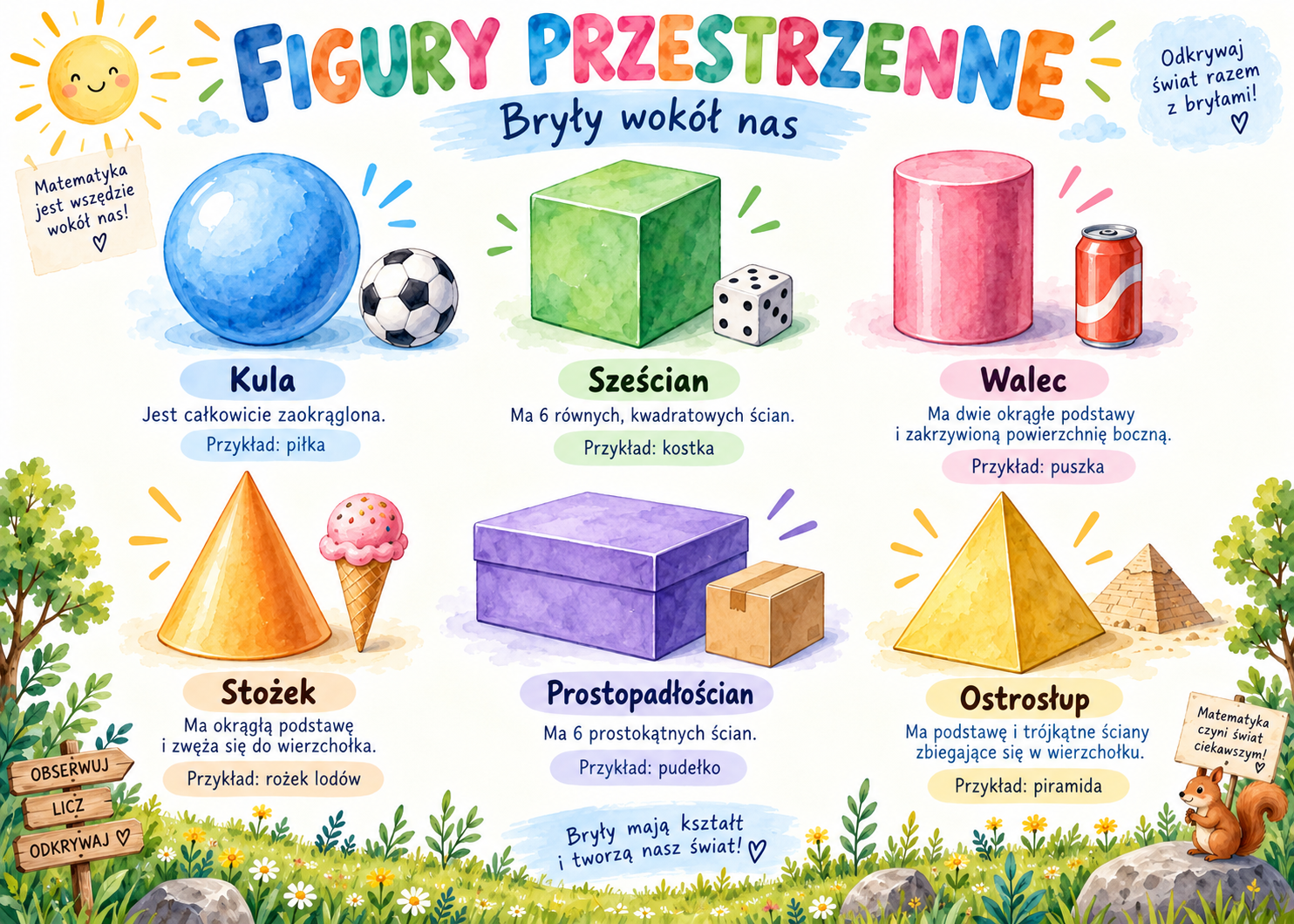 Plakat Edukacyjny Figury Przestrzenne