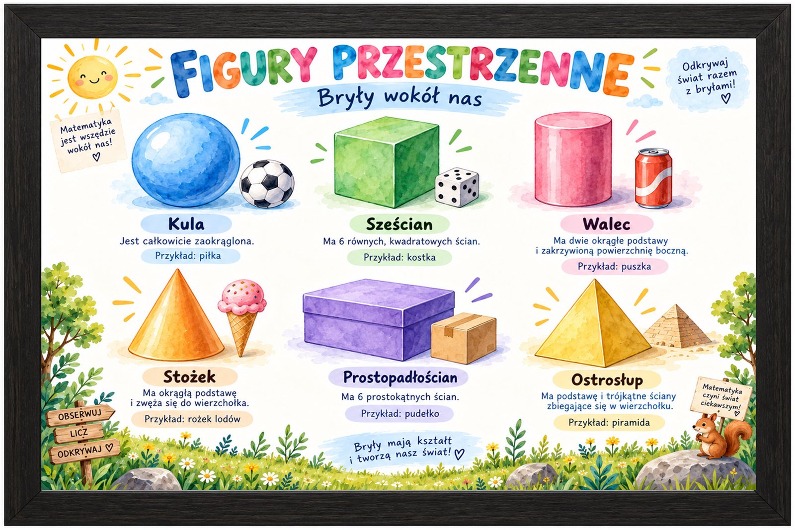 Plakat Edukacyjny Figury Przestrzenne Kompozycja 1