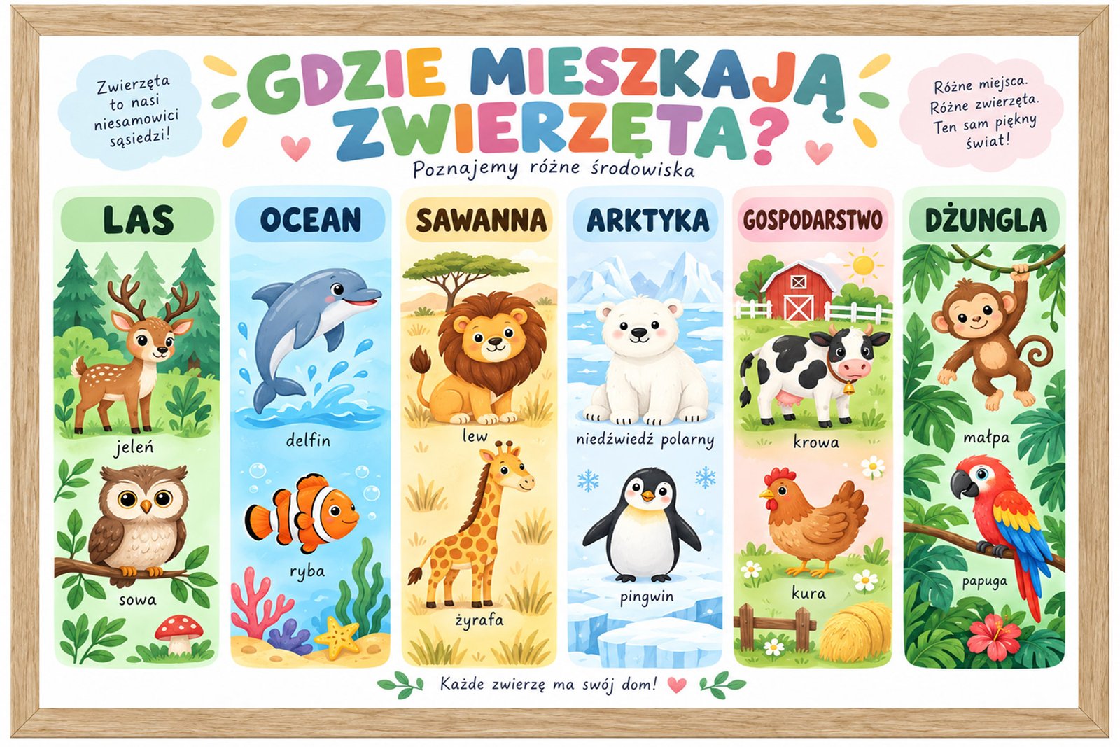 Plakat Edukacyjny Gdzie Mieszkają Zwierzęta